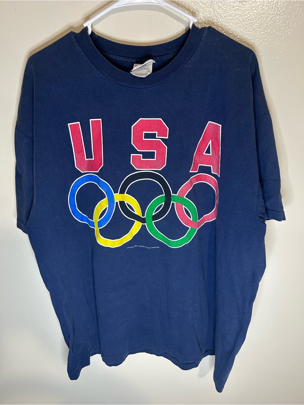 Hanes Navy USA Olympic Rings Short Sleeve Tee
